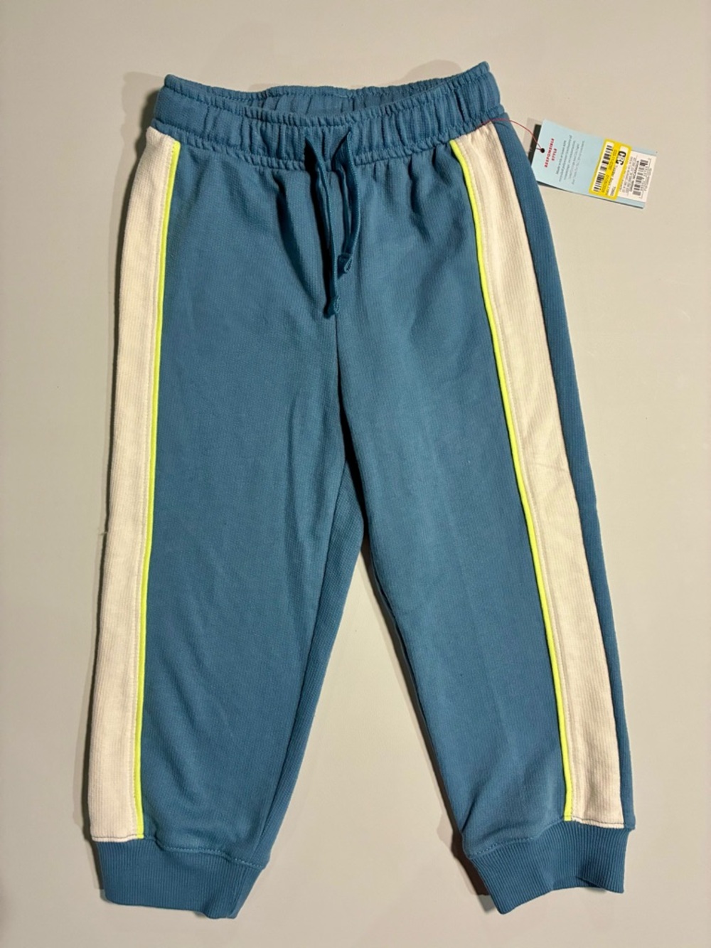 Cat & Jack Blue Joggers with White & Neon Side Stripes